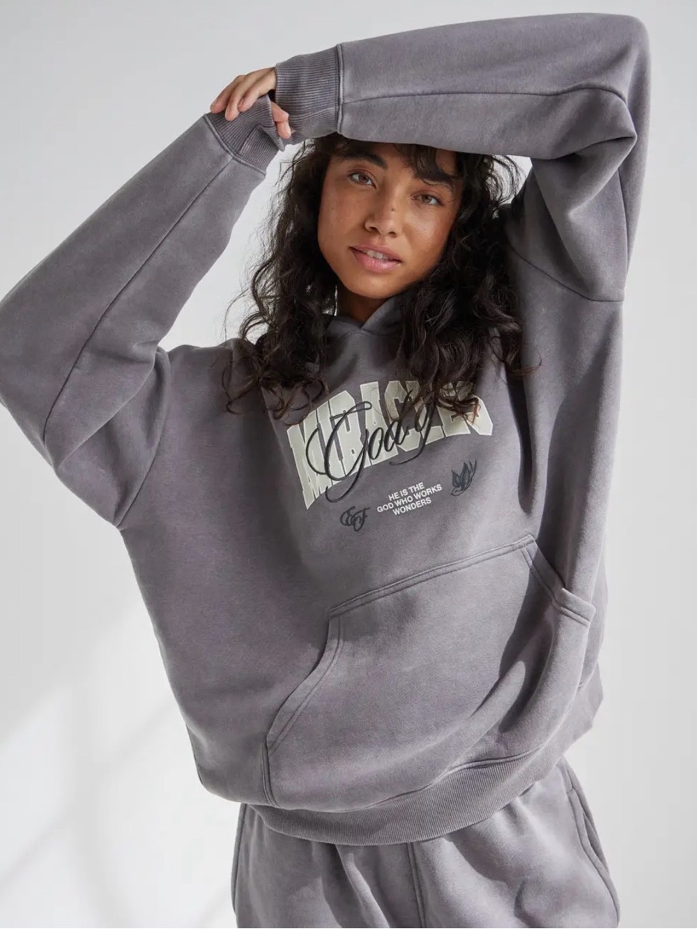 Elevated Faith Women's Washed Gray Oversized Hoodie